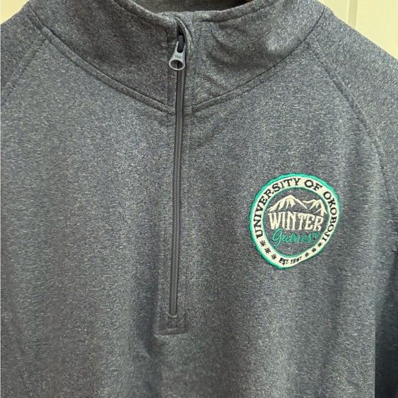 University of Okoboji Tops - University of Okoboji Winter games light weight quarter zip blue size large